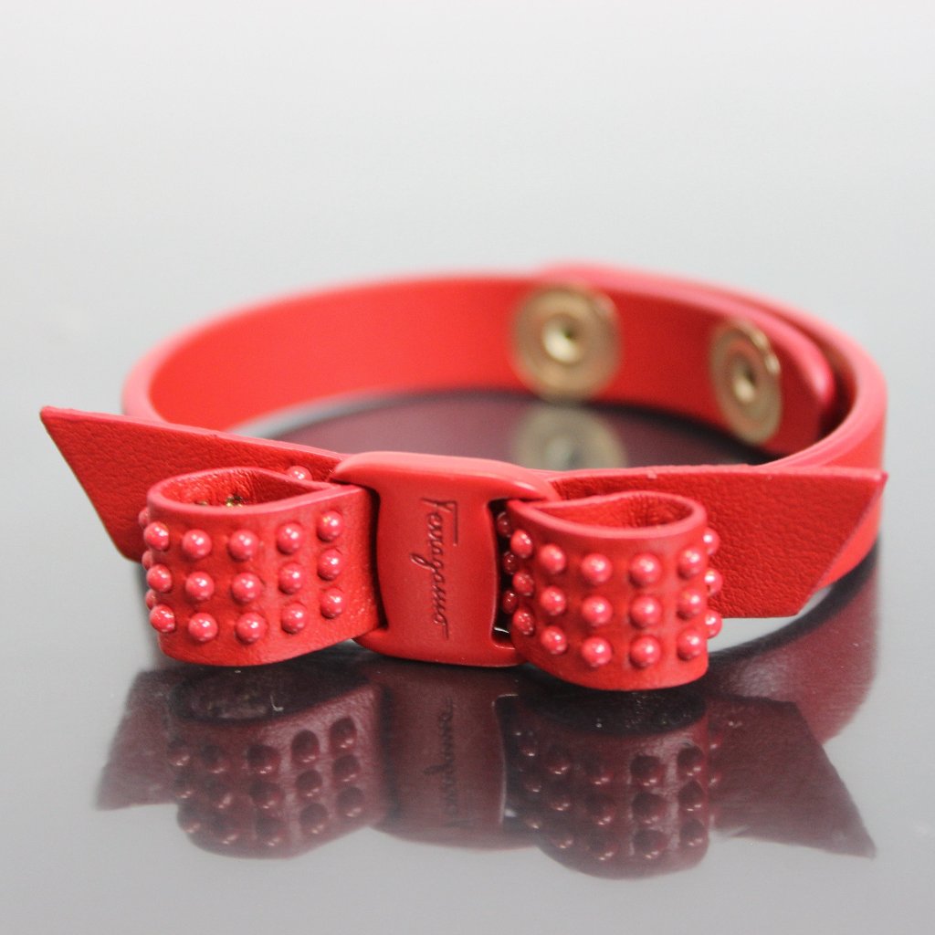 Salvatore Ferragamo Vara Bow Leather Bracelet Red 295$